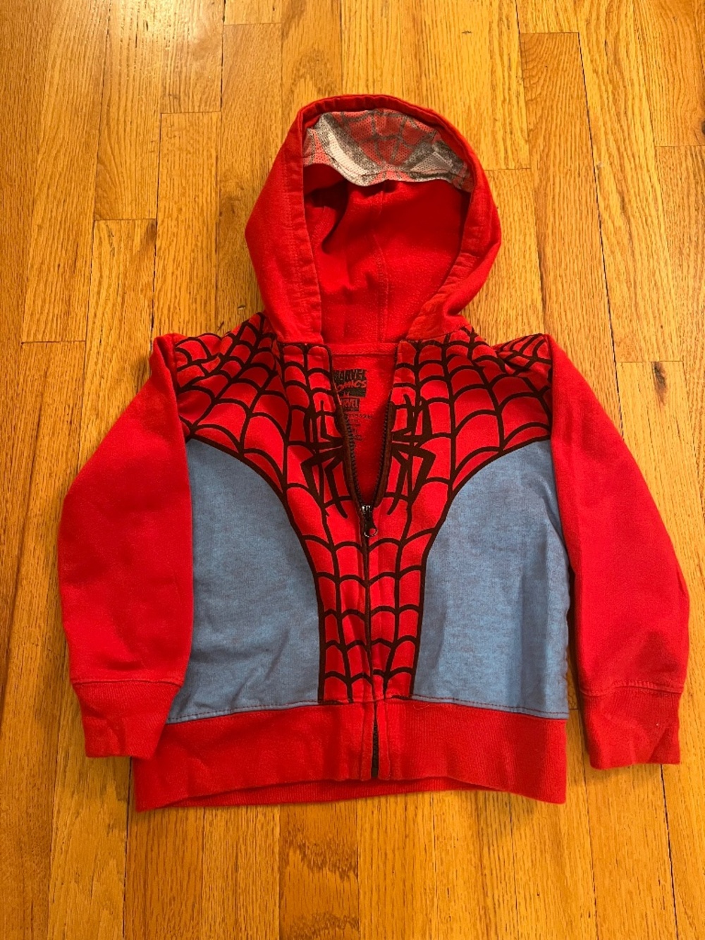 Marvel Boys Spider-Man Fleece Full Zip Costume Hoodie Red Blue Size 4T/5T
